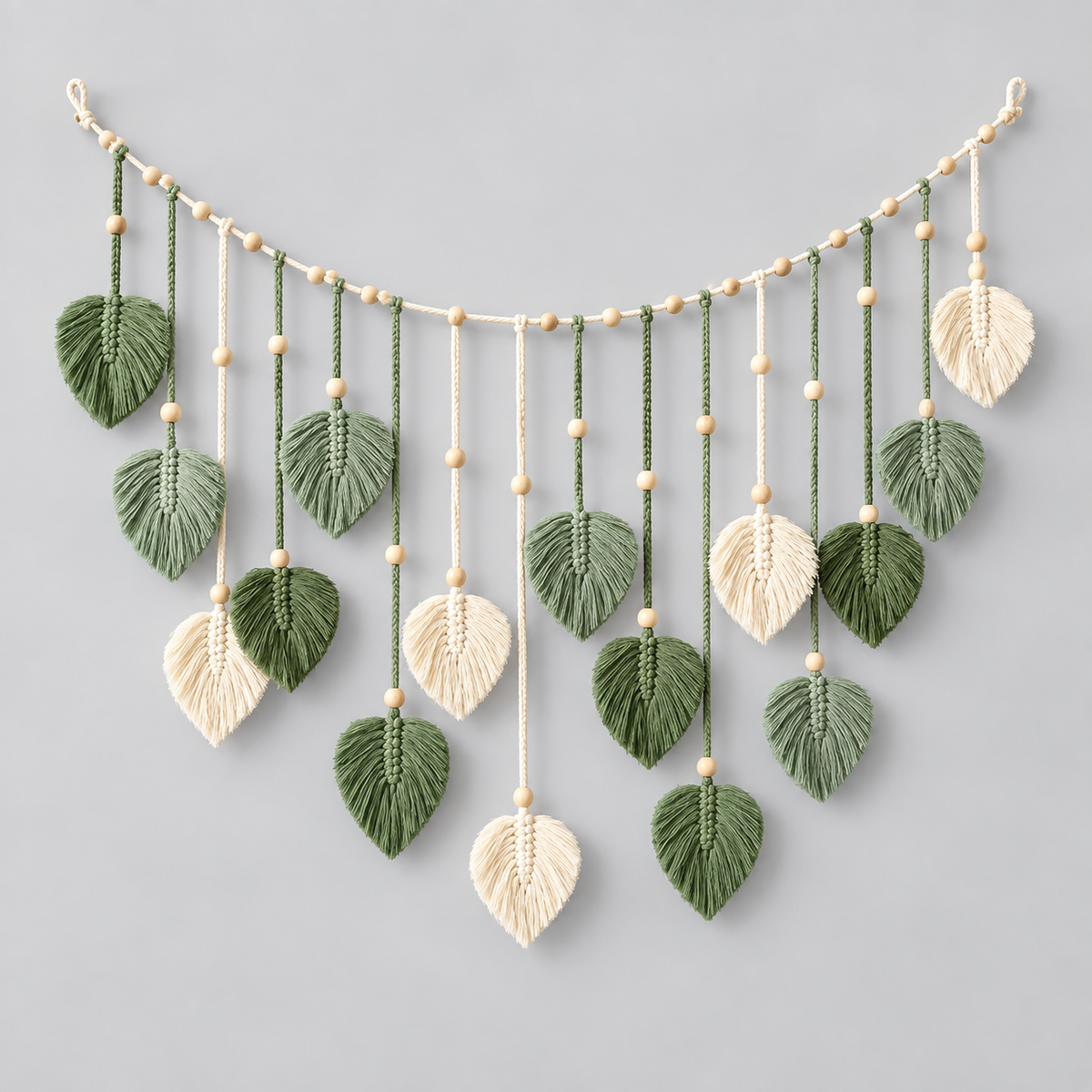 Tenture Macramé Feuilles & Franges – 120 x 75 cm