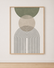 Tableau Arche Graphique Vert Sauge et Beige – Minimalisme Doux et Moderne