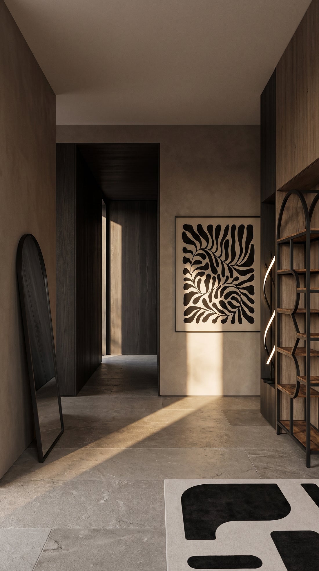 Entrée aux tons sombres