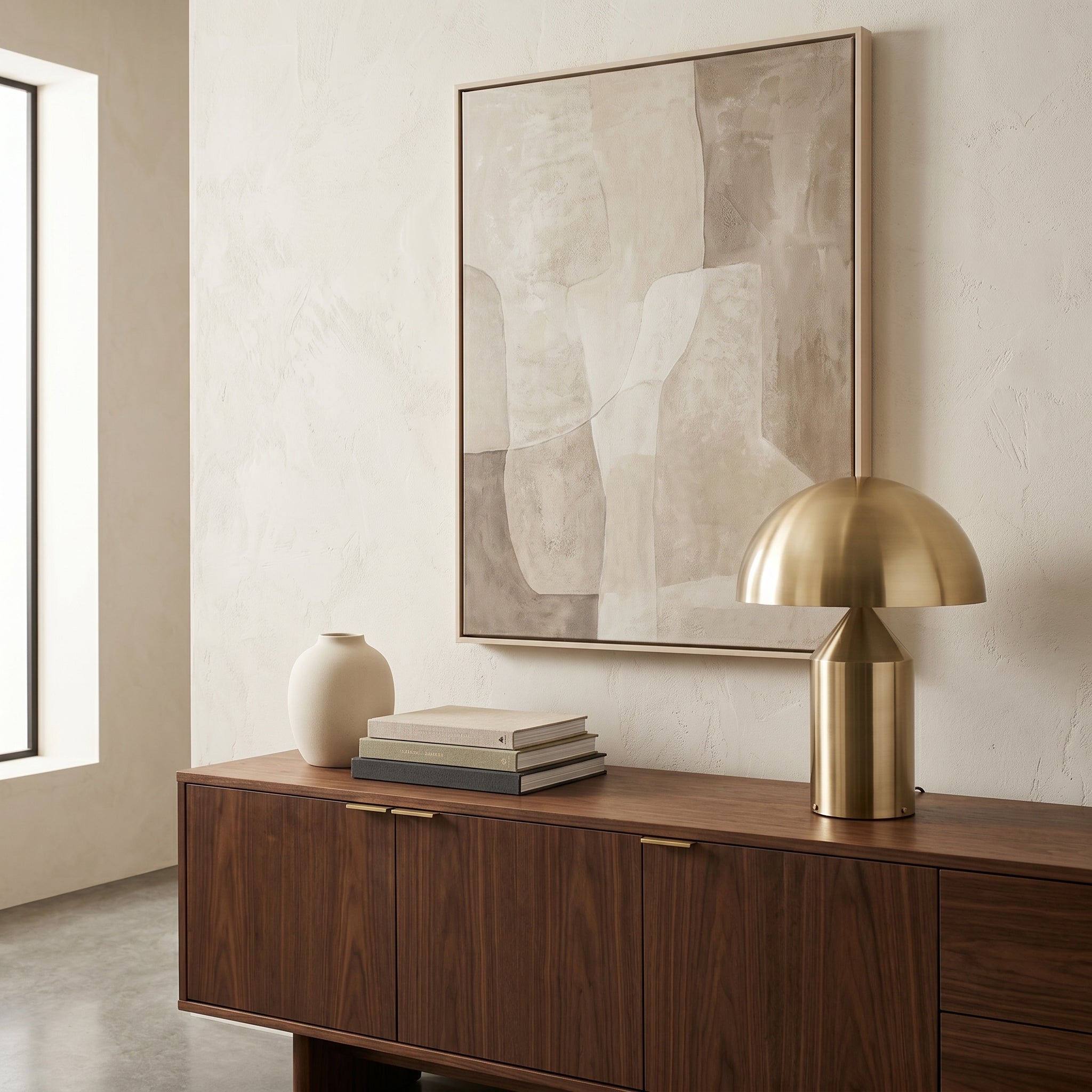 Lampe de Table en Métal Doré avec Abat-Jour Dôme – Oréa