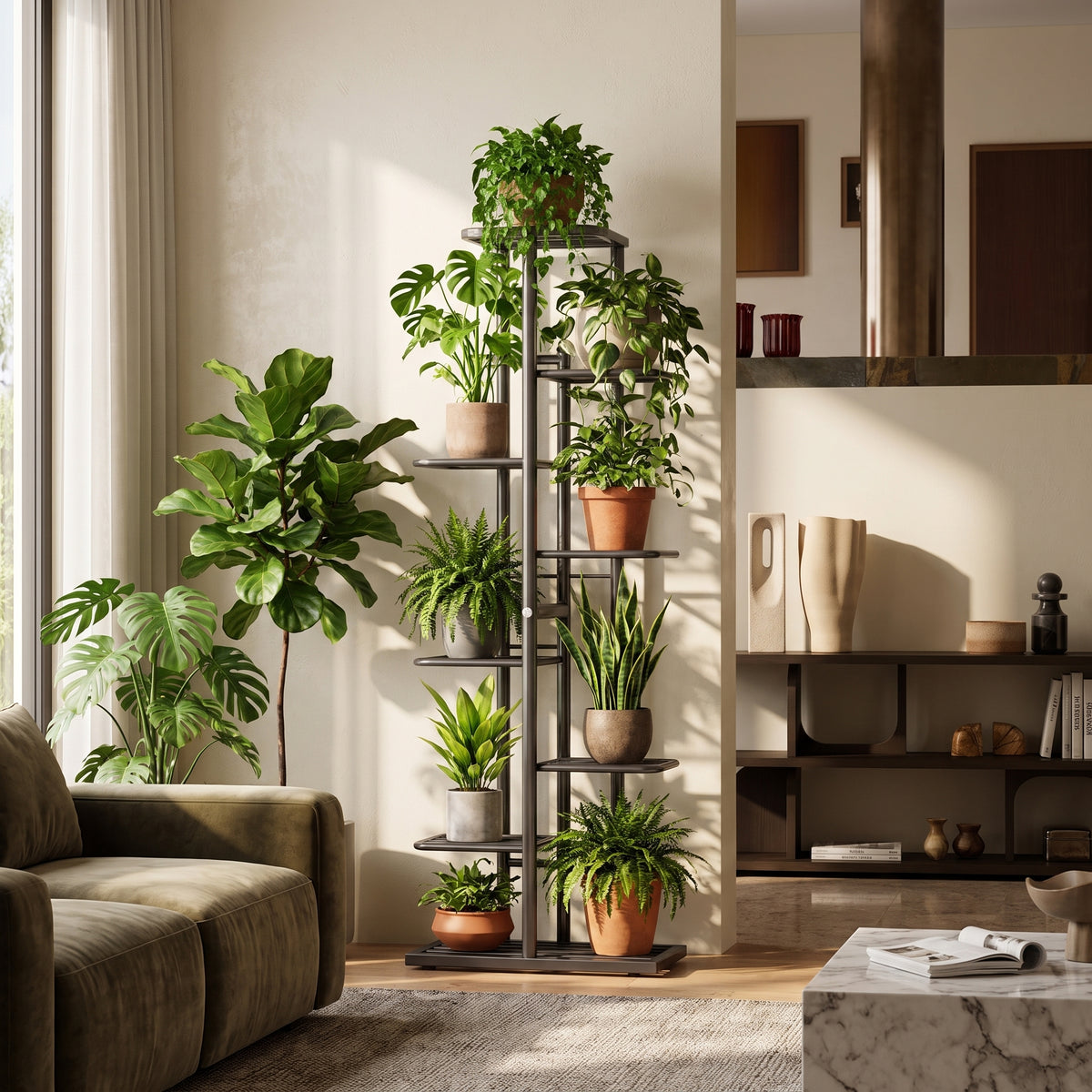 Étagère à Plantes 8 Niveaux sur Roulettes – Structure en Métal