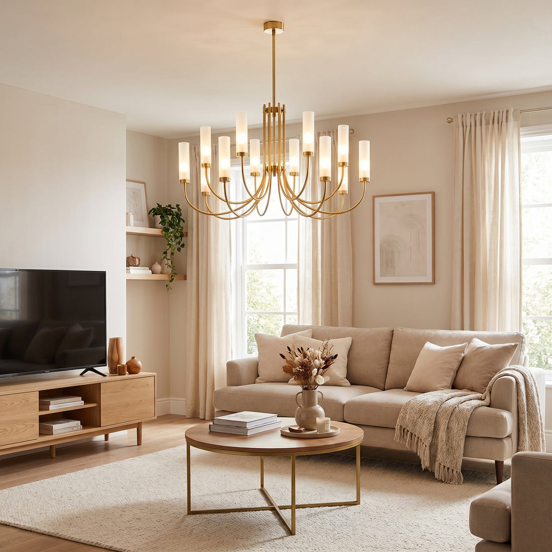 Lustre Lucerna dans un salon avec canapé beige
