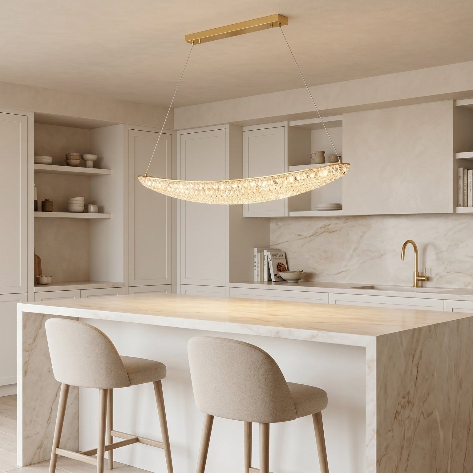 Lustre Linéaire en Cristal Champagne - Auroline