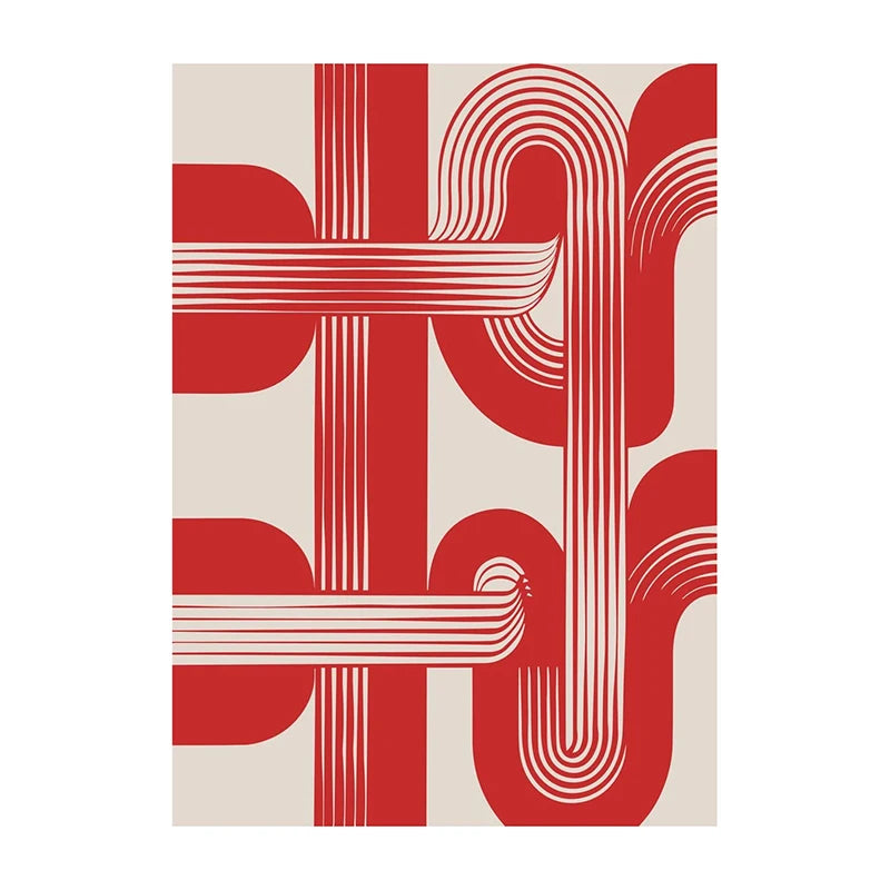 Tableau Abstrait Formes et Lignes – Géométrie Rétro Minimaliste