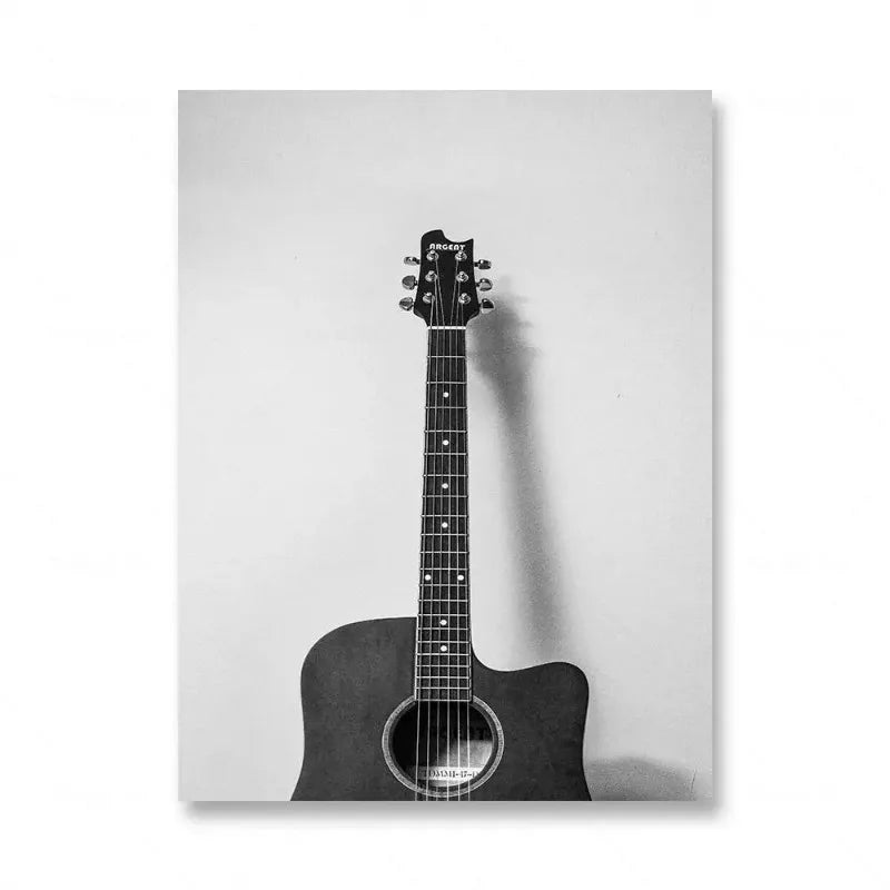 Tableau Musique Noir et Blanc – Vinyle, Guitare et Esprit Rétro