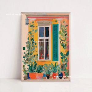 Tableau Architecture Mexicaine Colorée – Fleurs et Ambiance Solaire