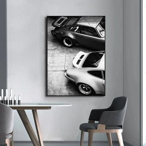 Tableau Voiture de Luxe Noir et Blanc – Élégance Automobile Minimaliste