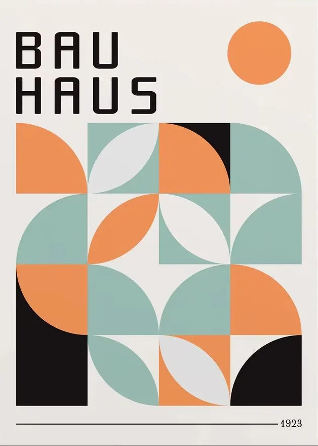 Tableau Bauhaus Orange – Soleil, Vélo et Géométrie Pop