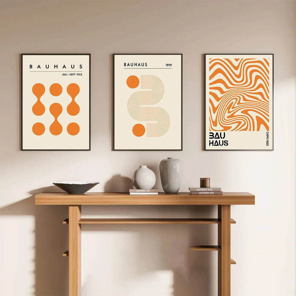 Tableau Bauhaus Orange – Géométrie Minimaliste et Esprit Rétro