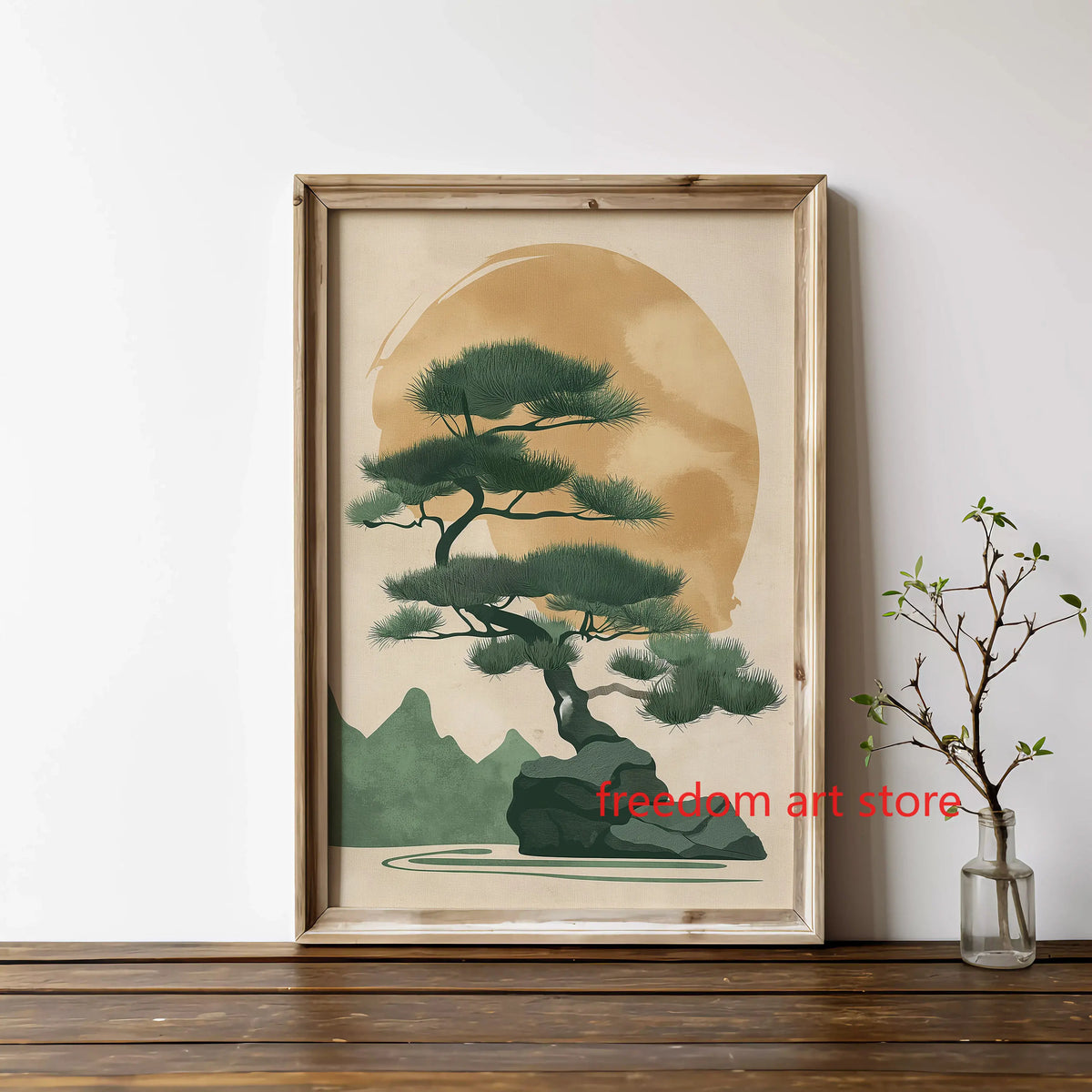 Tableau Bonsaï Japonais Beige – Esprit Zen, Wabi-Sabi et Japandi
