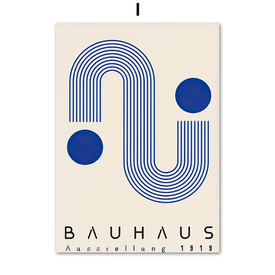 Tableau Bauhaus Bleu – Géométrie Mid-Century et Minimalisme
