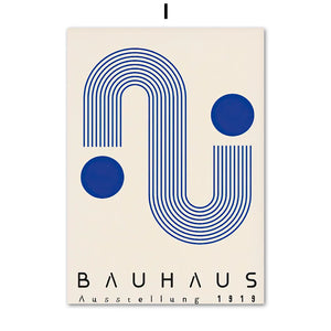 Tableau Bauhaus Bleu – Géométrie Mid-Century et Minimalisme