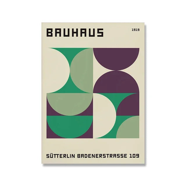 Tableau Bauhaus Minimaliste – Affiche Géométrique d’Exposition