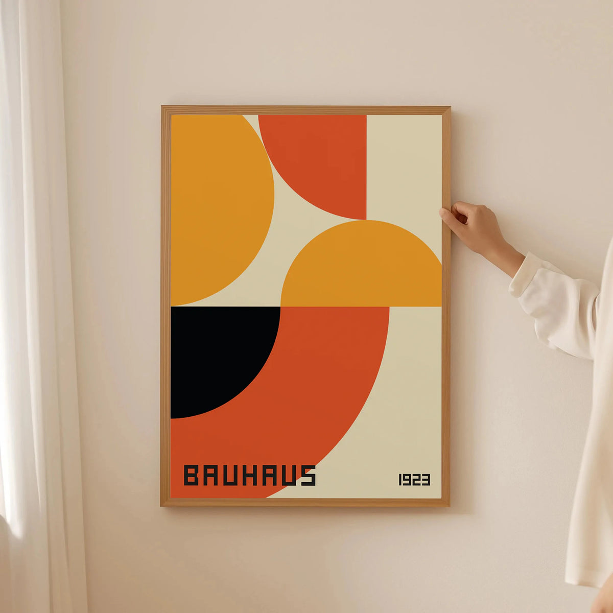 Tableau Bauhaus Orange – Soleil, Vélo et Géométrie Pop