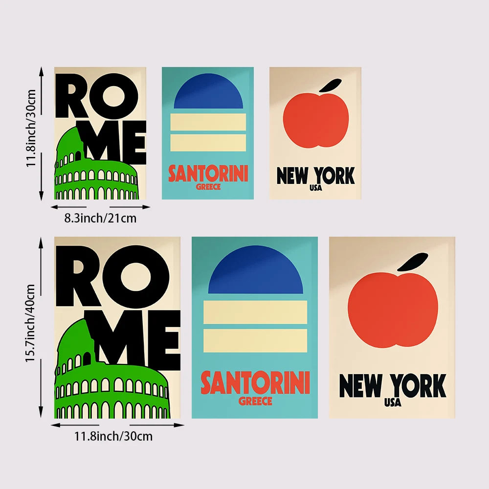 Tableau Ville Mid-Century – Londres, New York, Paris et Rome
