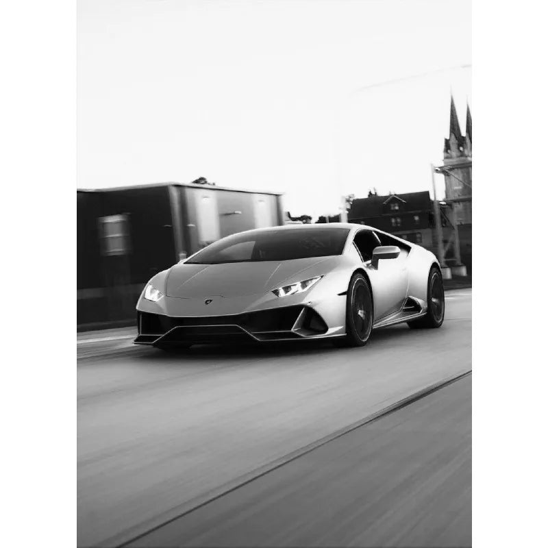 Tableau Voiture de Luxe Noir et Blanc – Élégance Automobile Minimaliste