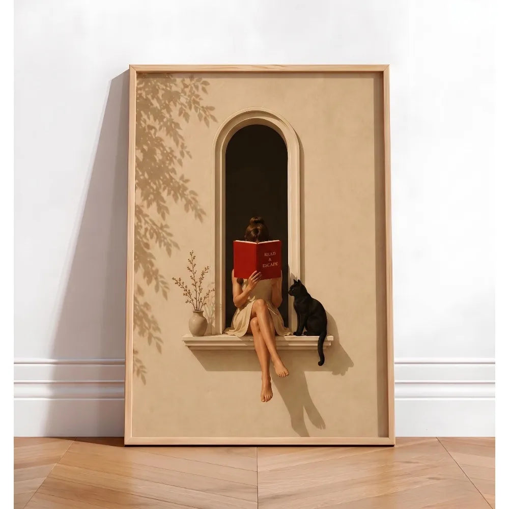 Tableau Femme Lisant Vert Émeraude – Ambiance Bibliothèque Élégante