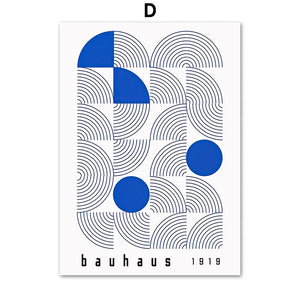 Tableau Bauhaus Bleu – Géométrie Mid-Century et Minimalisme