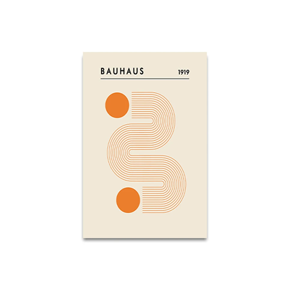 Tableau Bauhaus Orange – Géométrie Minimaliste et Esprit Rétro