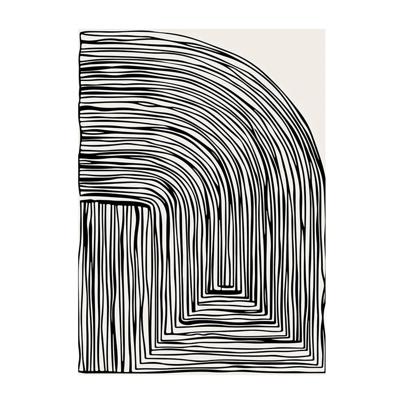 Tableau Abstrait Formes et Lignes – Géométrie Rétro Minimaliste