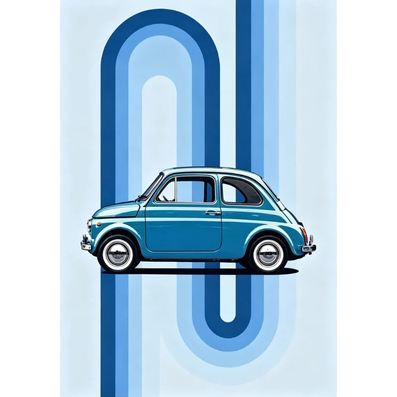 Tableau Voiture de Course Vintage – Couleurs Vives et Esthétique Rétro