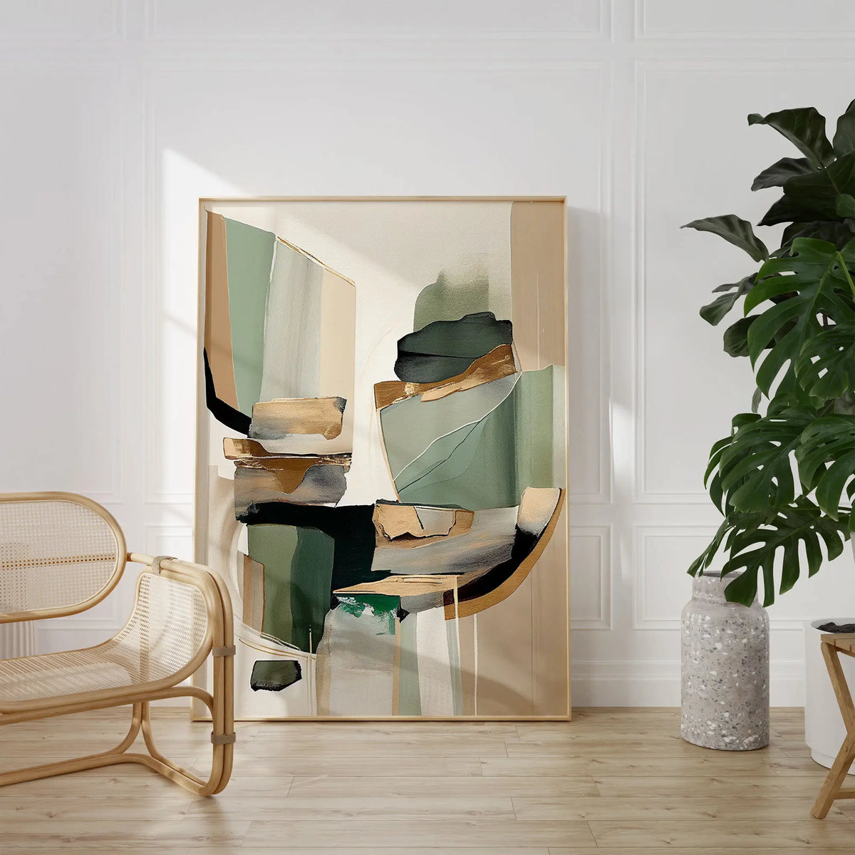 Tableau Wabi-Sabi Neutre – Abstraction Minimaliste et Tons Naturels