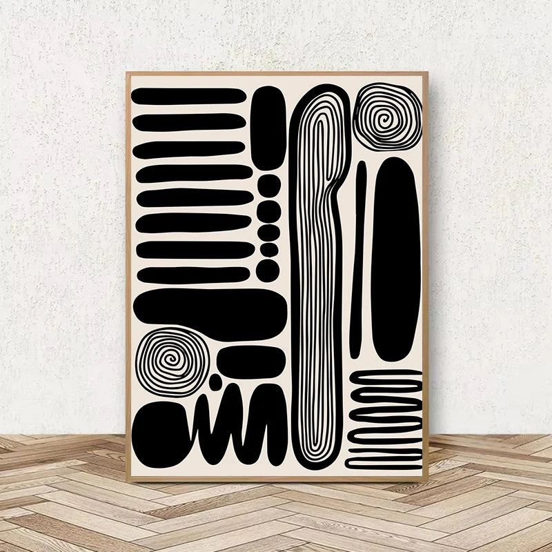 Tableau Abstrait Formes et Lignes – Géométrie Rétro Minimaliste