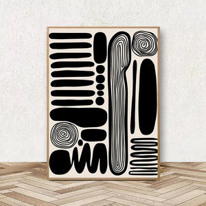 Tableau Abstrait Formes et Lignes – Géométrie Rétro Minimaliste