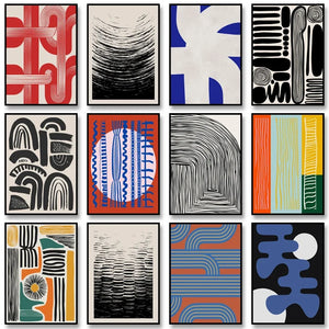 Tableau Abstrait Formes et Lignes – Géométrie Rétro Minimaliste