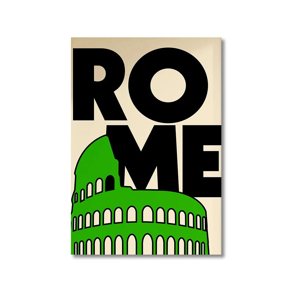 Tableau Ville Mid-Century – Londres, New York, Paris et Rome