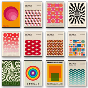 Tableau Géométrique Bauhaus – Formes Modernes et Esprit Mid-Century