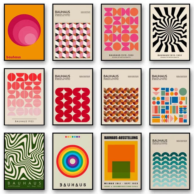 Tableau Géométrique Bauhaus – Formes Modernes et Esprit Mid-Century