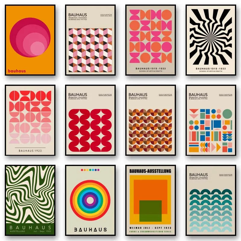 Tableau Géométrique Bauhaus – Formes Modernes et Esprit Mid-Century