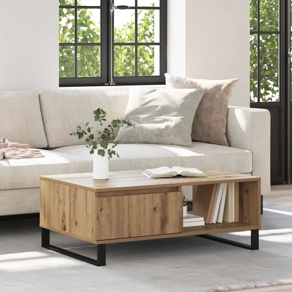 Table Basse Effet Chêne – Design Minimaliste et Lignes Naturelles