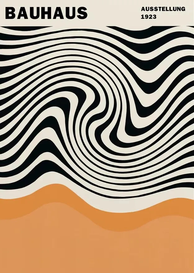 Tableau Bauhaus Orange – Soleil, Vélo et Géométrie Pop
