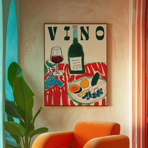 Tableau Rétro Italien Amore et Vino – Esprit Méditerranéen et Coloré