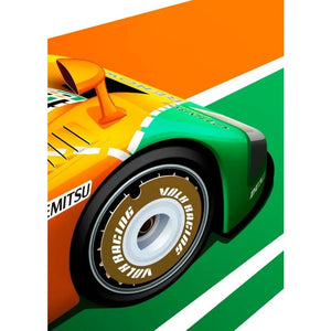 Tableau Voiture de Course Vintage – Couleurs Vives et Esthétique Rétro