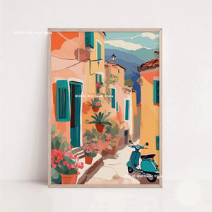 Tableau Architecture Mexicaine Colorée – Fleurs et Ambiance Solaire