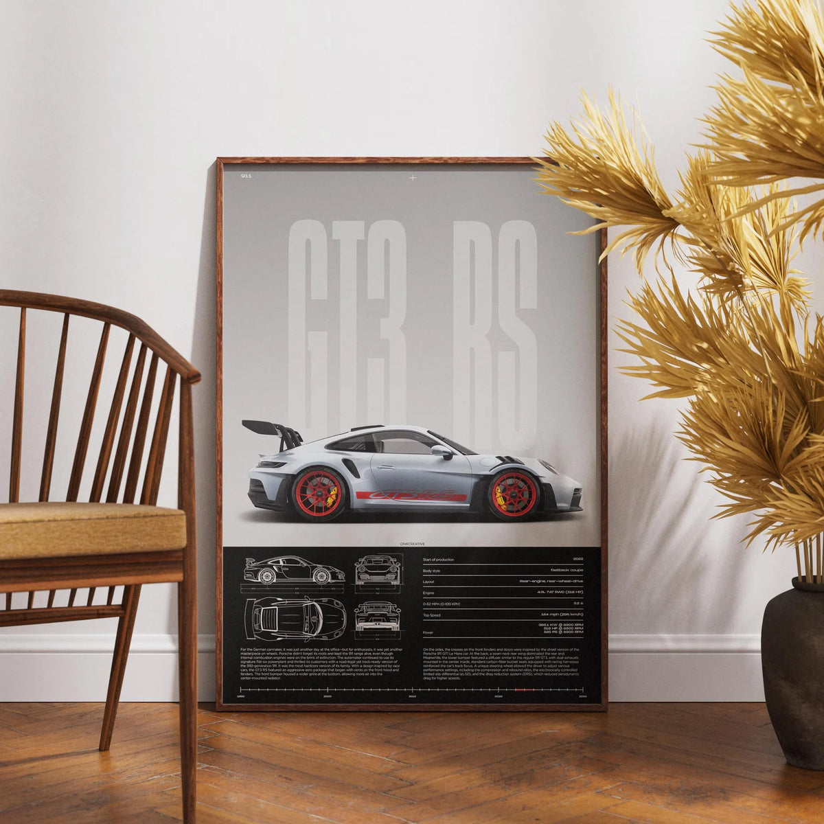 Tableau 911 GT3 RS & 718 GT4 RS – Automobile Sportive Minimaliste