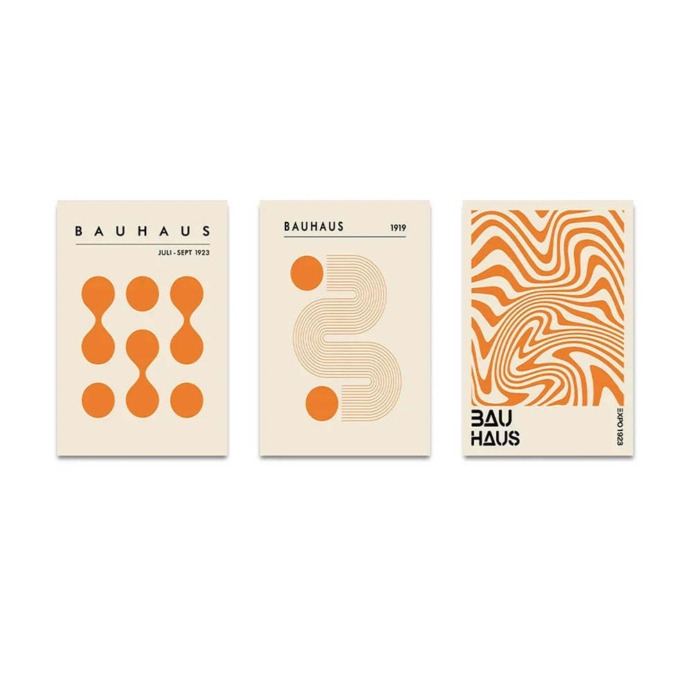 Tableau Bauhaus Orange – Géométrie Minimaliste et Esprit Rétro