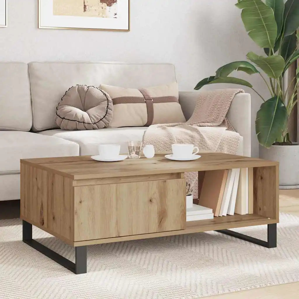 Table Basse Effet Chêne – Design Minimaliste et Lignes Naturelles