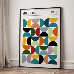 Tableau Mid-Century Géométrique – Inspiration Bauhaus et Formes Abstraites