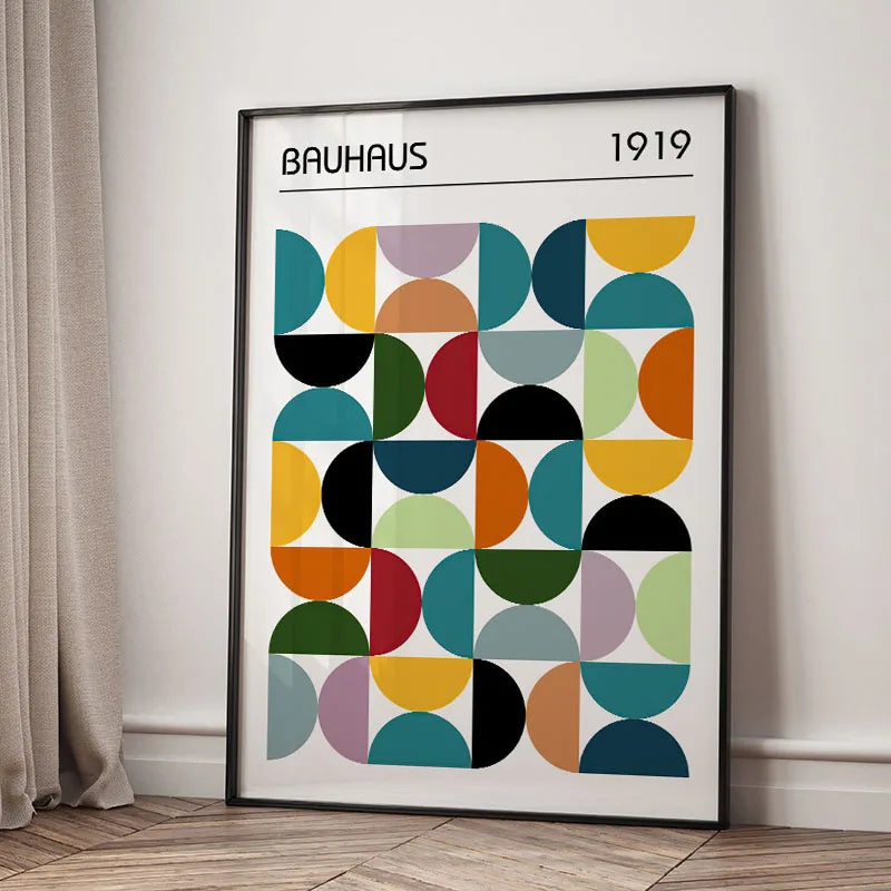 Tableau Mid-Century Géométrique – Inspiration Bauhaus et Formes Abstraites