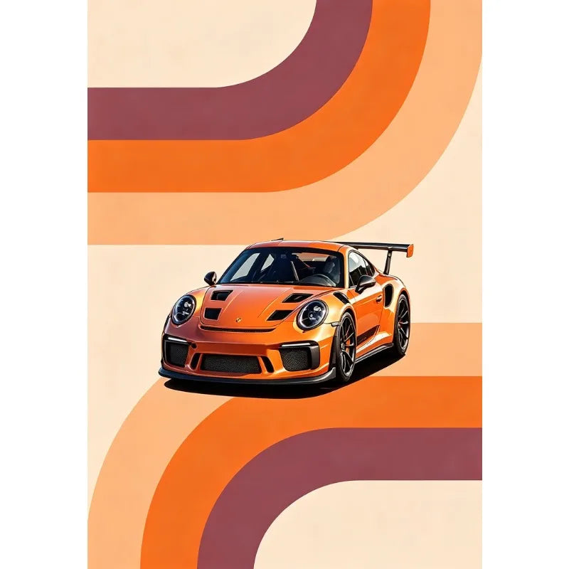 Tableau Voiture de Course Vintage – Couleurs Vives et Esthétique Rétro