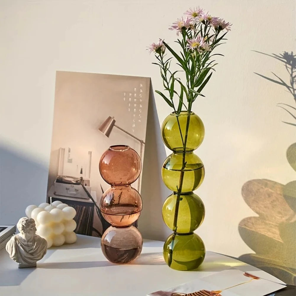 Vase Bulles en Verre – Silhouette Sculpturale et Transparence Colorée