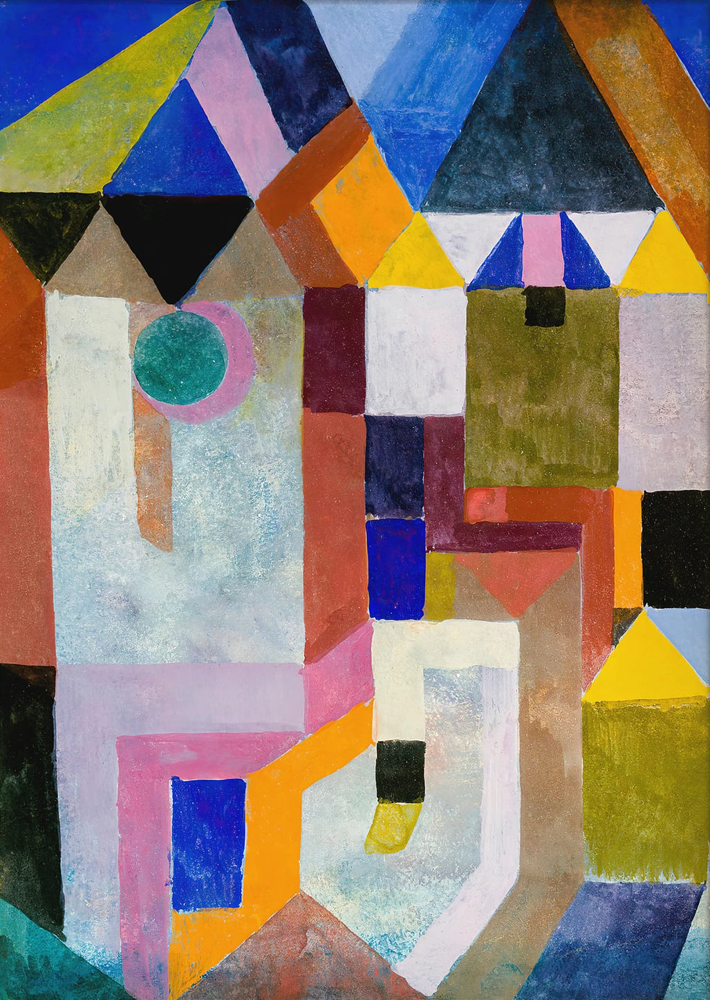 Tableau Abstrait Moderniste – Blocs de Couleurs et Géométrie
