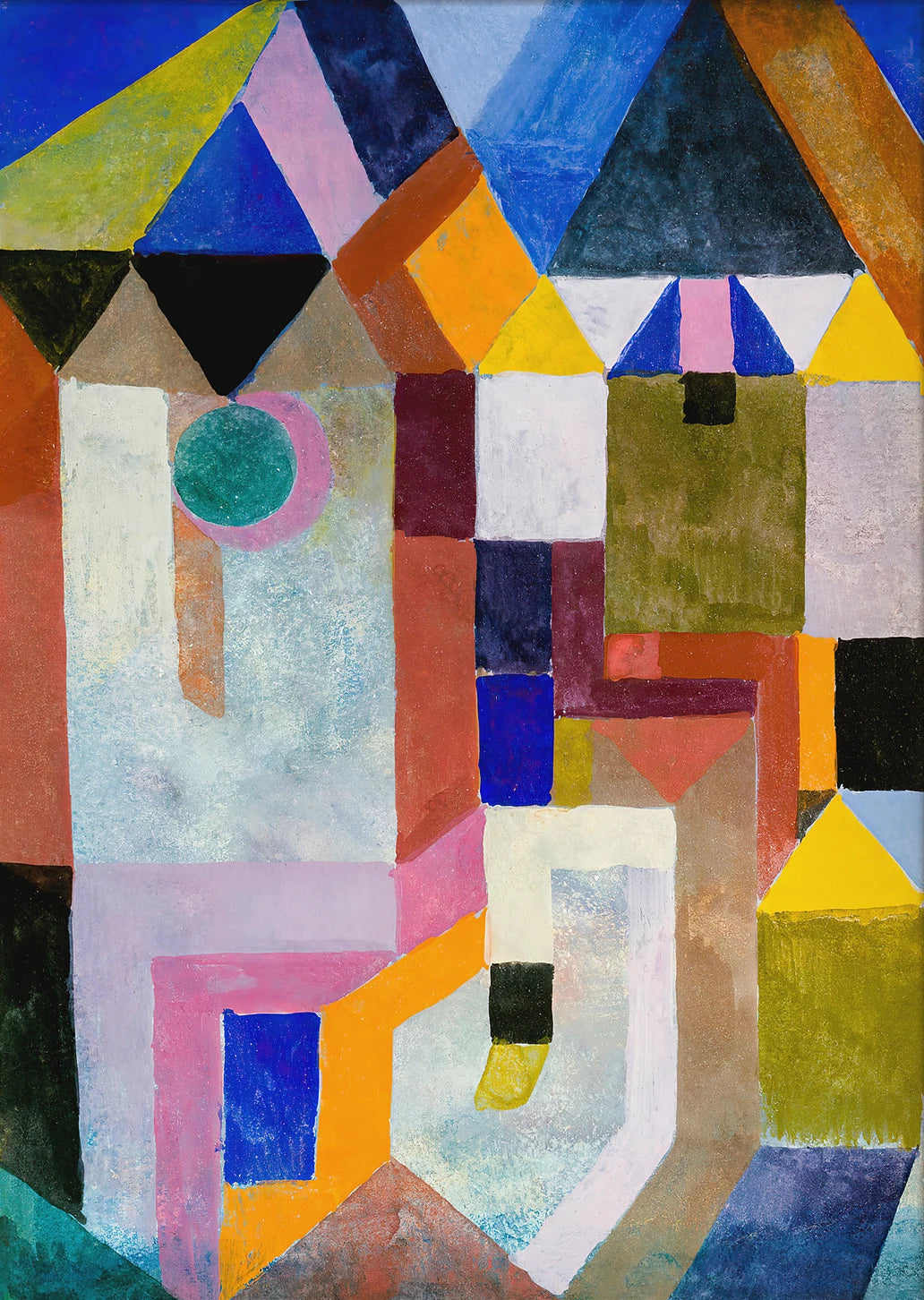 Tableau Abstrait Moderniste – Blocs de Couleurs et Géométrie