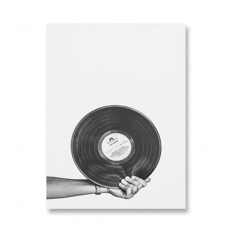 Tableau Musique Noir et Blanc – Vinyle, Guitare et Esprit Rétro