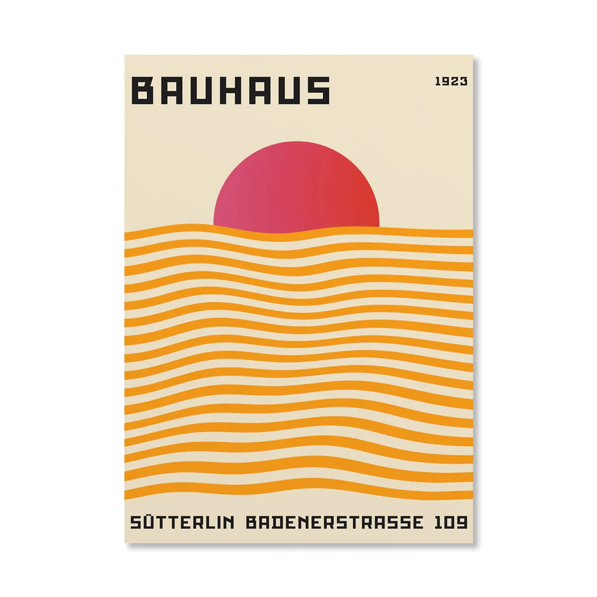 Tableau Bauhaus Orange – Soleil, Vélo et Géométrie Pop