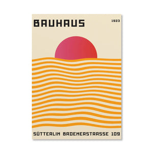 Tableau Bauhaus Orange – Soleil, Vélo et Géométrie Pop